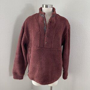 Alpine Design Pullover Womens Large Dark Auburn Sherpa Fleece‎ 1/4 Snap Pocket